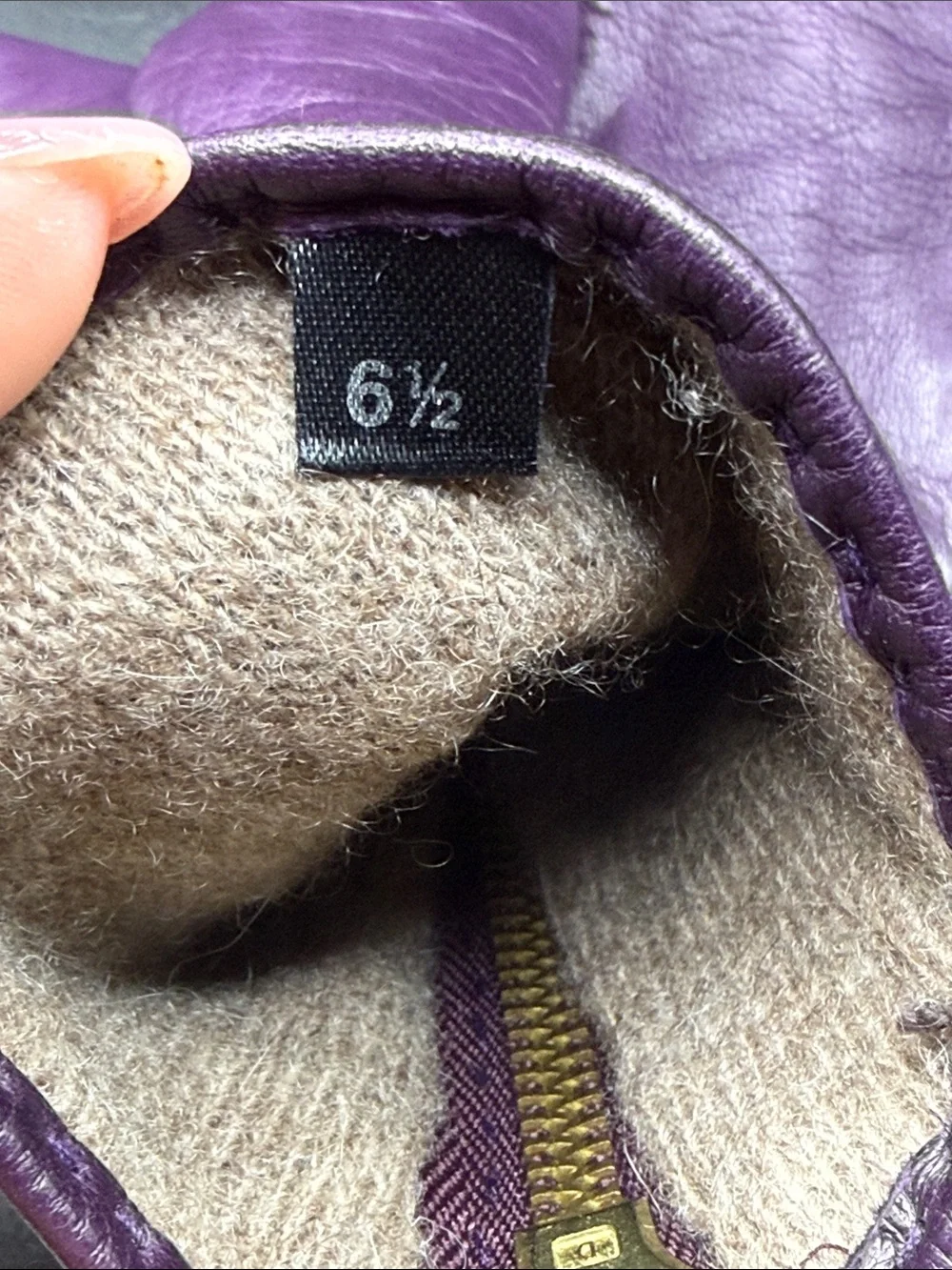 Purple Leather Women's Zip-Accent Gloves